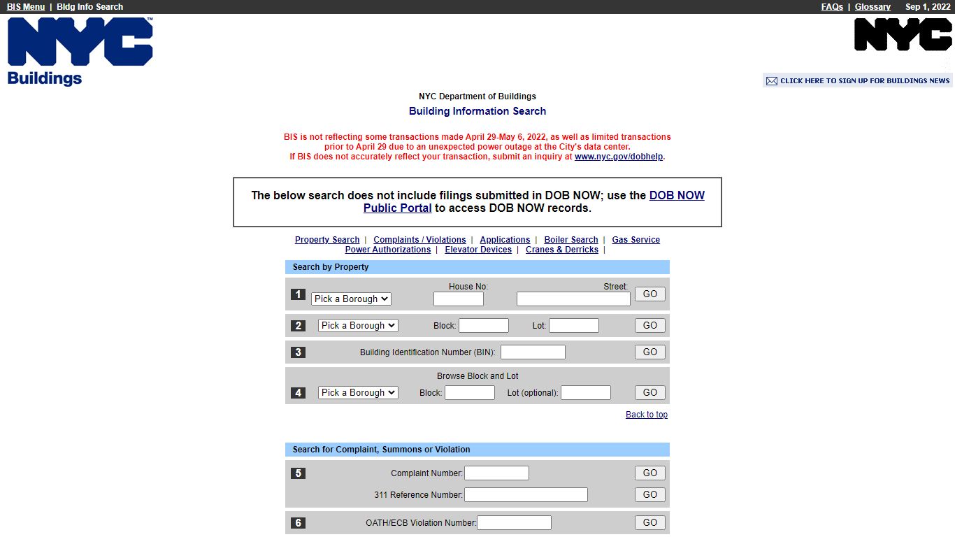DOB Building Information Search - a810-bisweb.nyc.gov